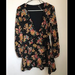 Zara floral print romper dress